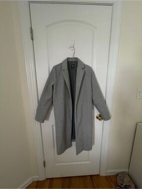 Zara Light Gray Open-Front Trench Coat